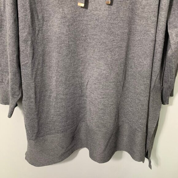 NEW Cyrus dark gray hooded long sleeve tunic pullover sweatshirt - Picture 4 of 9